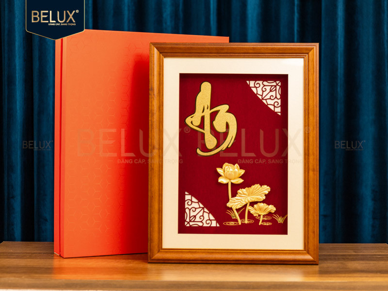 Tranh Chữ An Dát Vàng 24k - 39x30cm